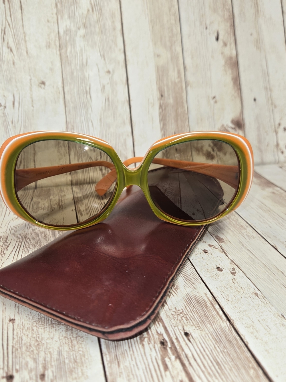 Vintage Rodenstock Bonny 130 Sunglasses Oversized Mod Orange Green Germany